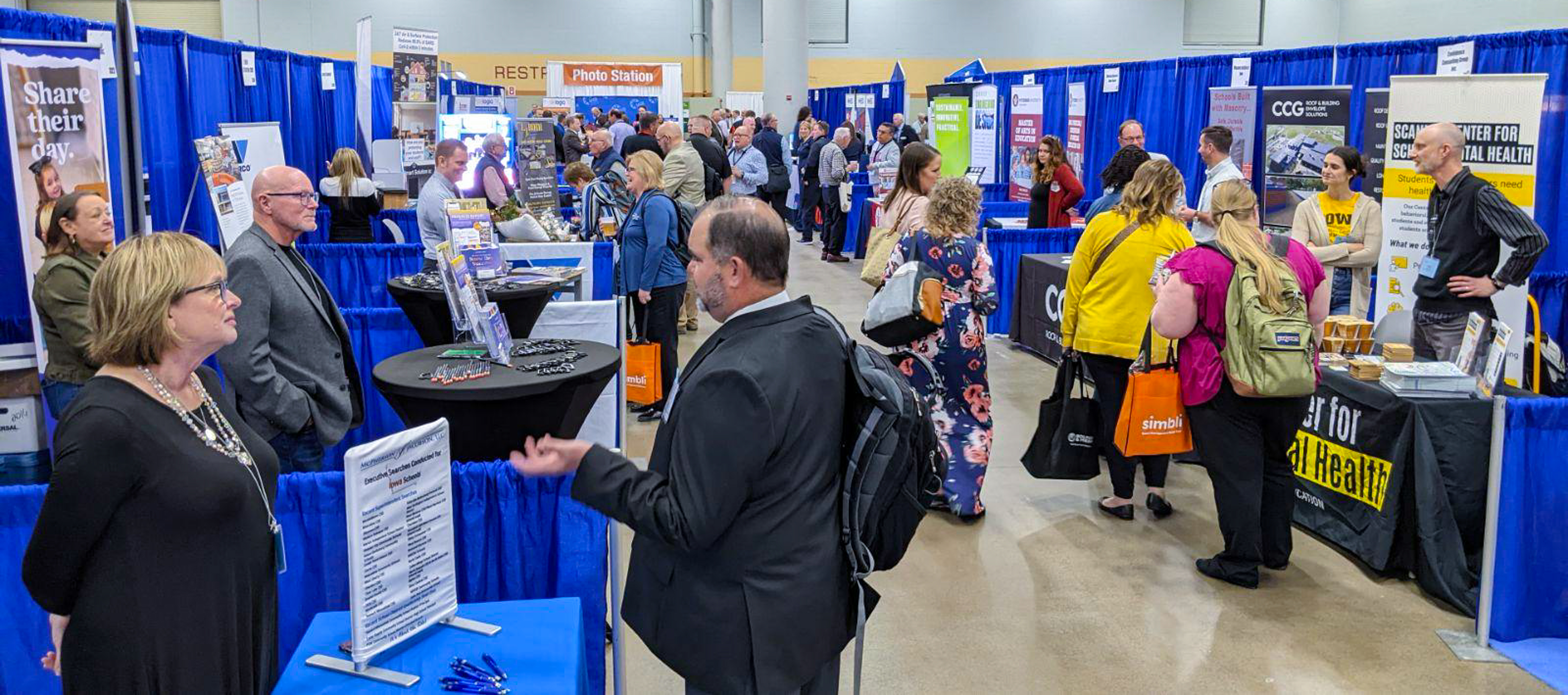 Photo of booths in the Exhibit Hall at IASB's Annual Convention & Trade Show.