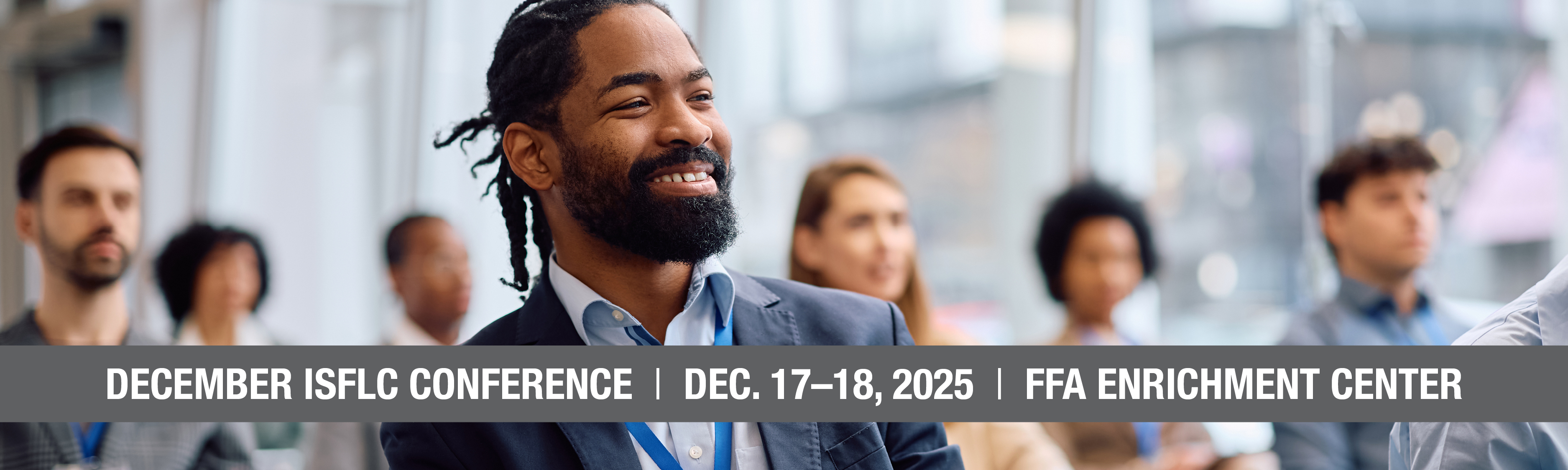 Attend the December ISFLC Conference at the FFA Enrichment Center in Ankeny! Image: Business people at a conference.